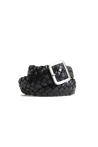 Cassidy 35mm Black Woven Leather Belt