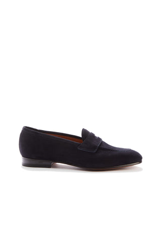 Lawrence Dark Blue Suede Penny Loafers