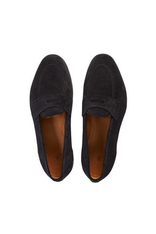 Lawrence Dark Blue Suede Penny Loafers