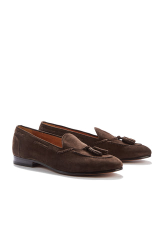 Lawrence Dark Brown Suede Tassel Loafers