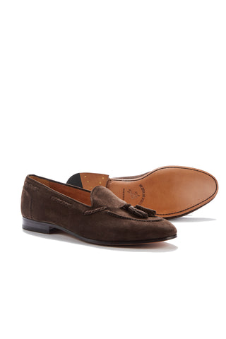 Lawrence Dark Brown Suede Tassel Loafers