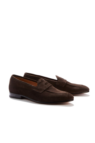 Lawrence Dark Brown Suede Penny Loafers