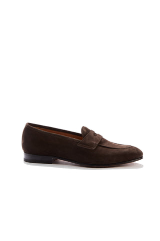 Lawrence Dark Brown Suede Penny Loafers