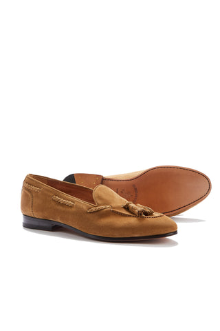 Lawrence Light Brown Suede Tassel Loafers