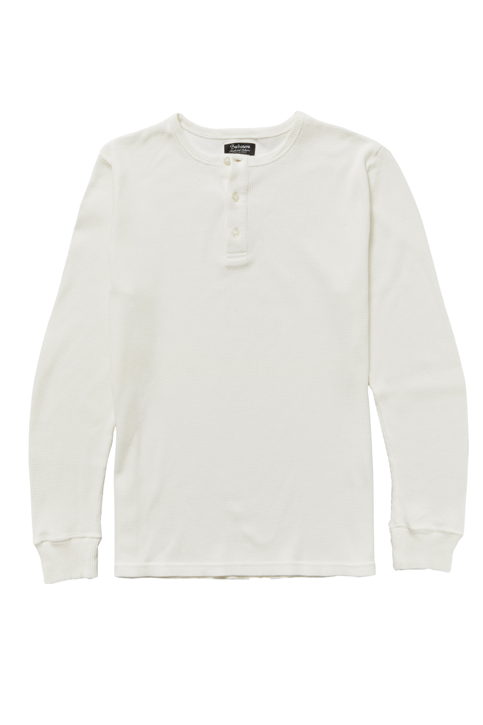 Tuco White Waffle Knit Cotton Henley Shirt - Barbanera