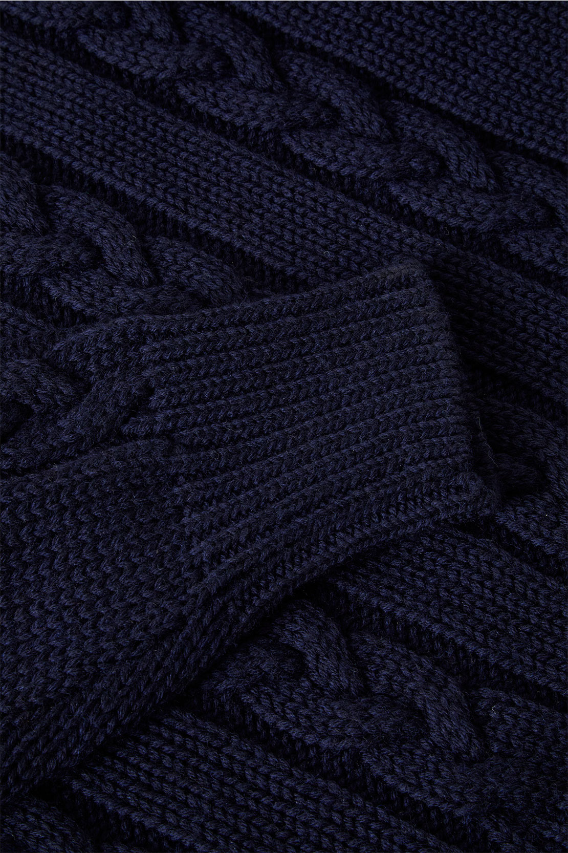Kirk Navy Blue Merino Wool Cable-Knit Turtleneck Sweater - Barbanera