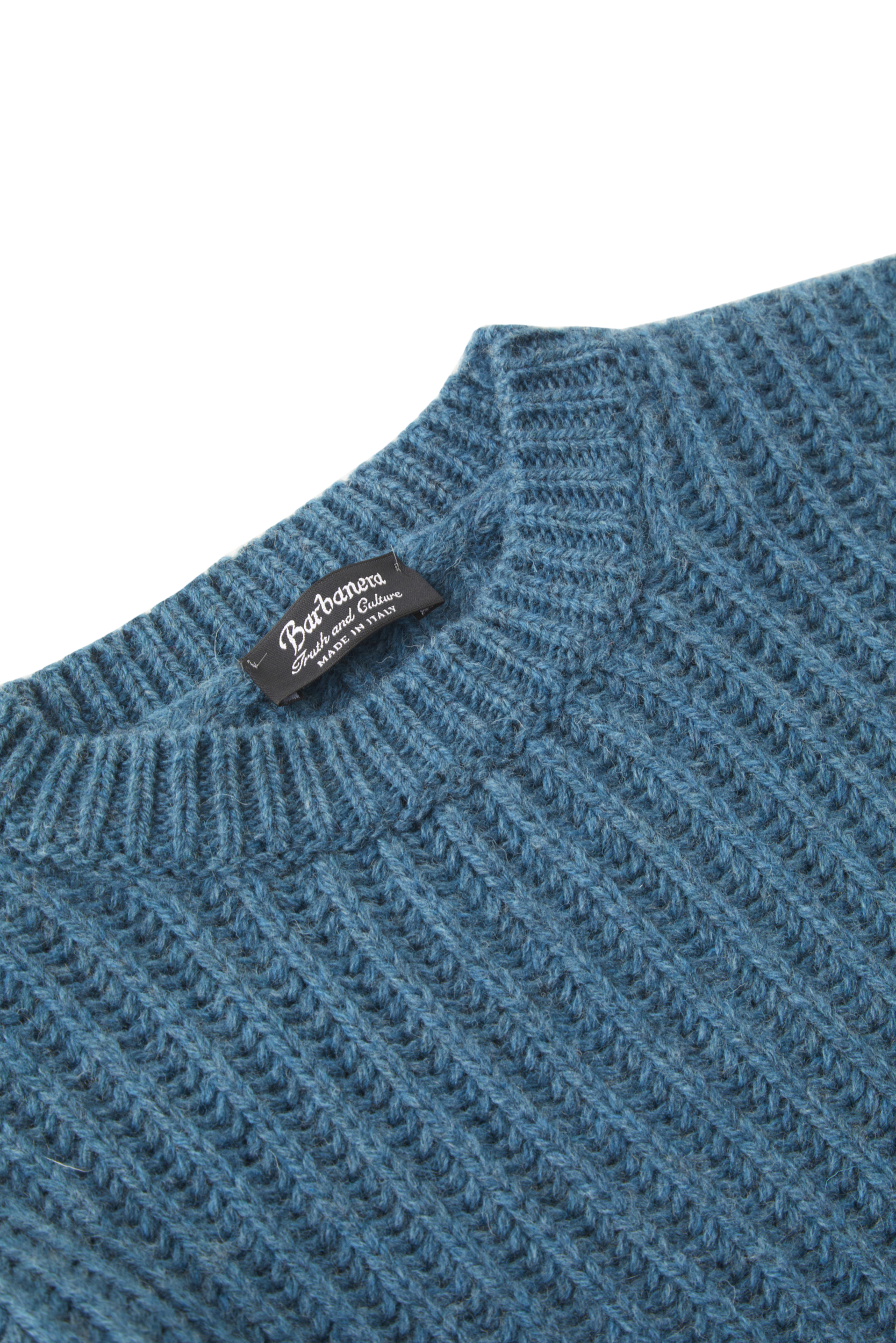 Alfredo Teal Blue Merino English Sweater Wool Barbanera Rib 