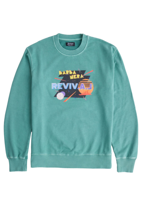 Neck Crew Teal Aqua Cotton La Fit Graphic Sweatshirt - Loose/relaxed Magic Barbanera Revival
